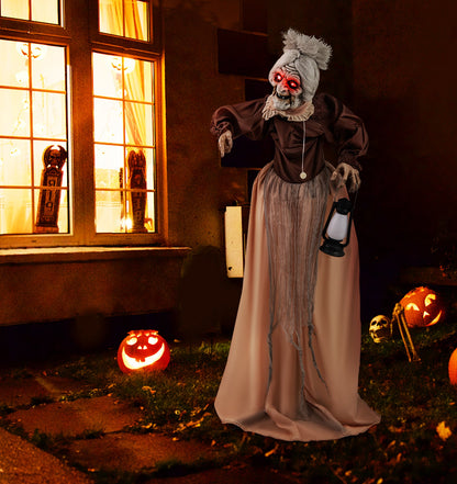 Life-Size Animatronic Scary Old Lady Prop