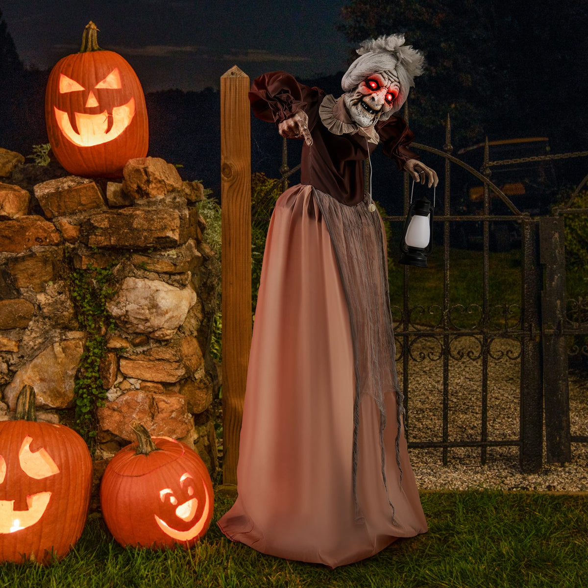 Life-Size Animatronic Scary Old Lady Prop