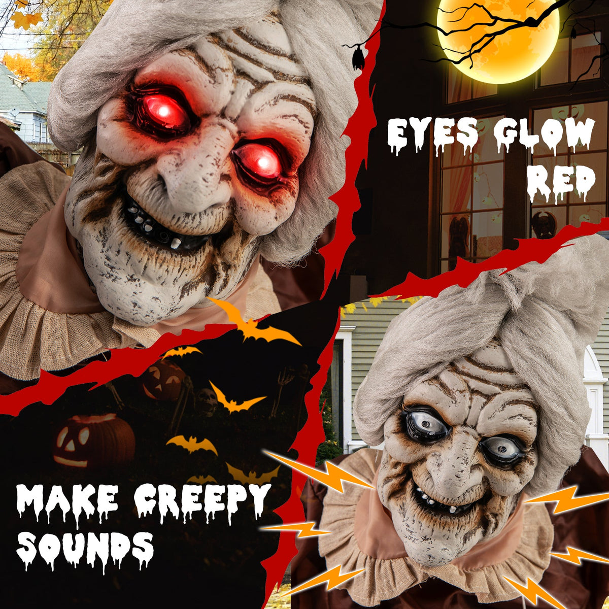 Life-Size Animatronic Scary Old Lady Prop
