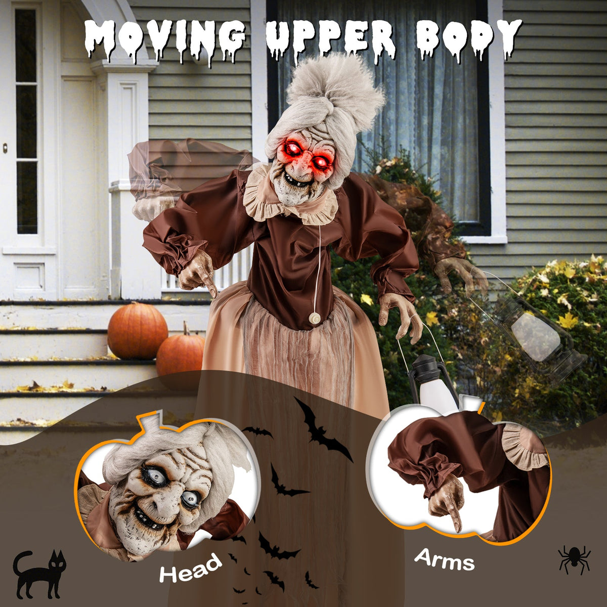 Life-Size Animatronic Scary Old Lady Prop