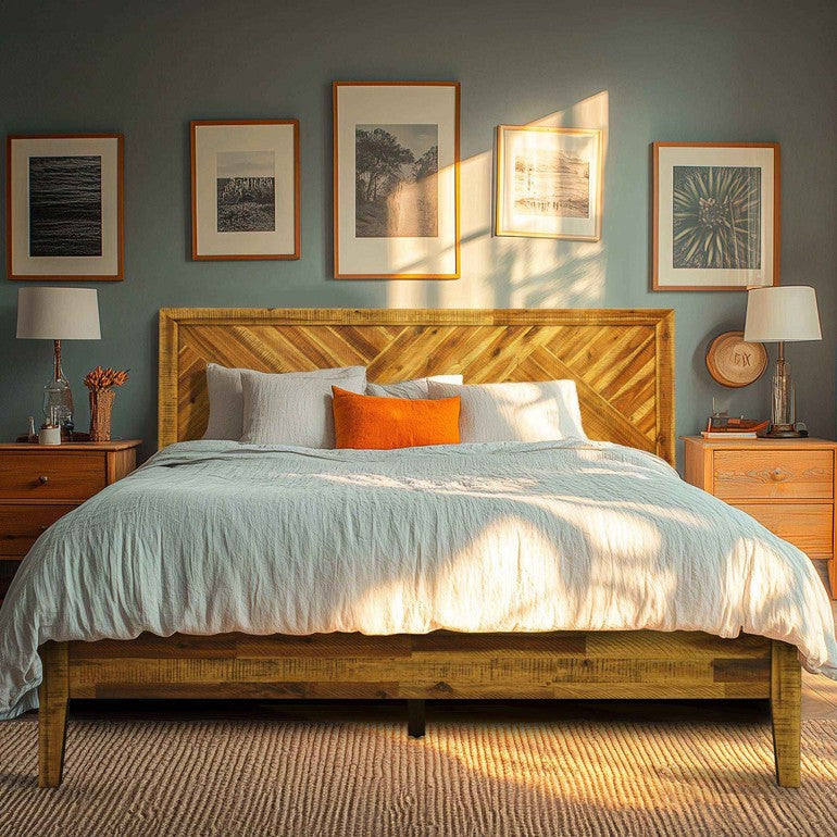 Acacia Sierra Deluxe Solid Wood Bed Frame - in Ebony, Walnut, or Early American