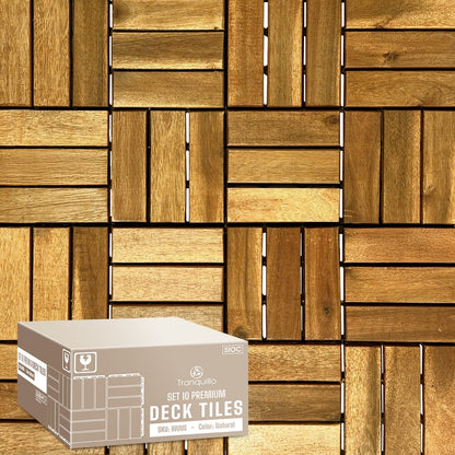 Solid Wood Deck Tiles - Box of 10, 2 Colors