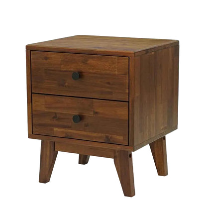 Acacia Silvia 2-Drawer Solid Wood Nightstand for Modern Bedrooms