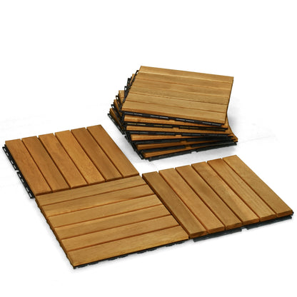 Solid Wood Deck Tiles Solid Slat Style - Box of 9, 2 Colors