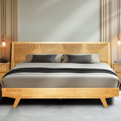 Harmony Acacia Solid Wood Platform Bed Frame in Caramel, Natural Oak, Walnut