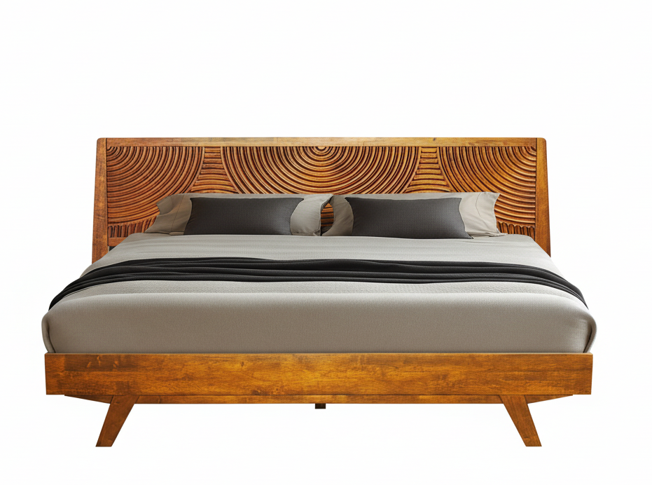 Harmony Acacia Solid Wood Platform Bed Frame in Caramel, Natural Oak, Walnut