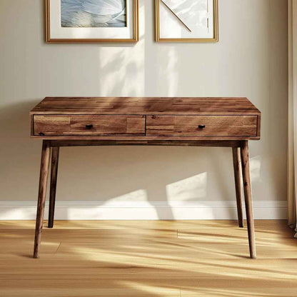 Acacia Lagom 48" Solid Wood Work Desk with Drawers In Multiple Finishes