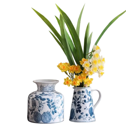 Pomegranate Hand-Painted Blue and White Porcelain Vase