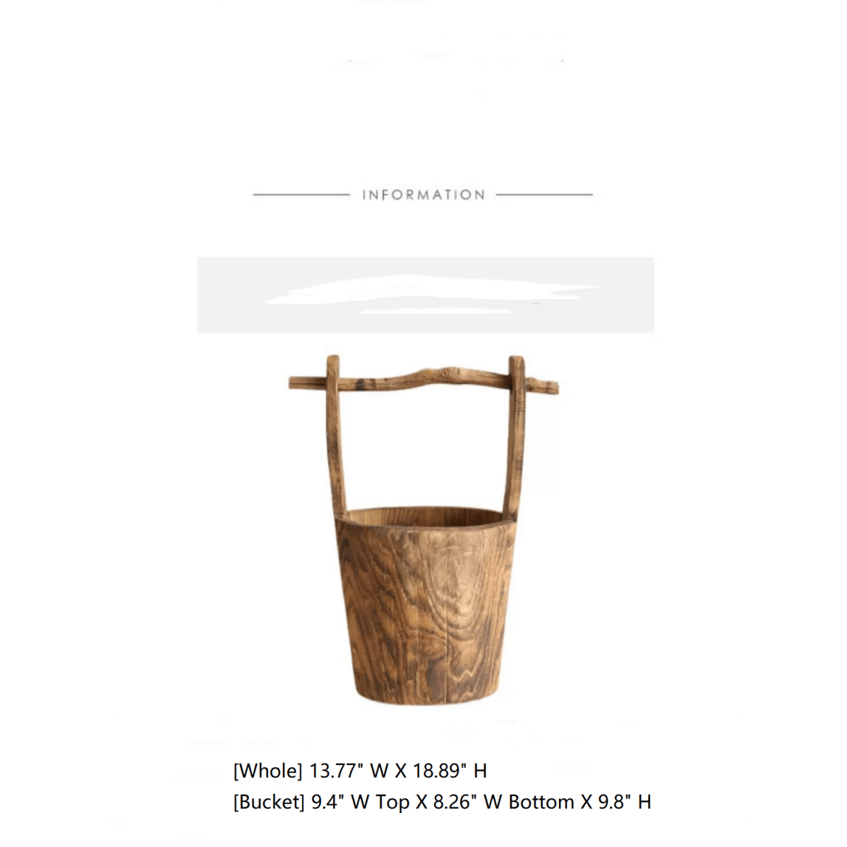 Antique-Style Wooden Round Bucket