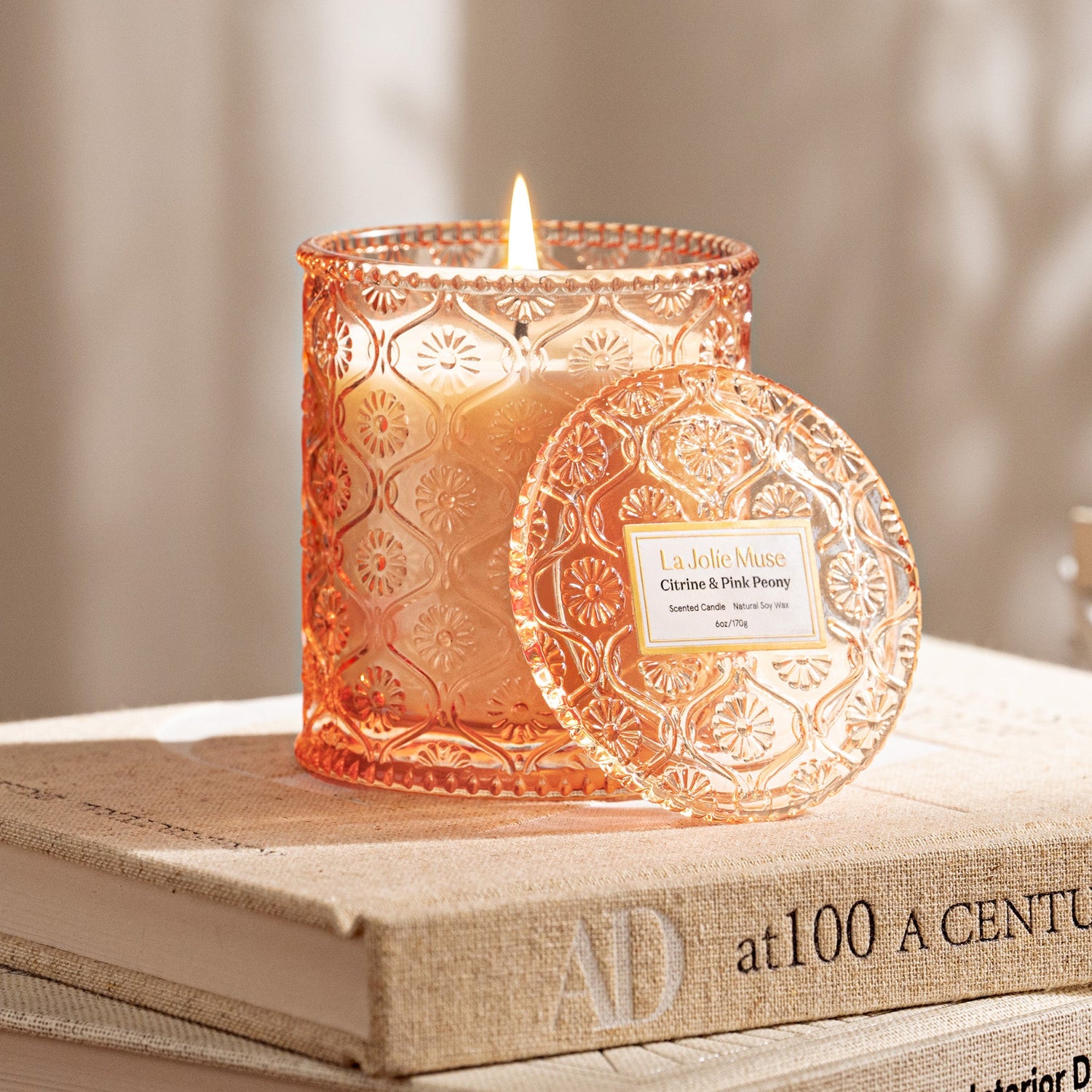 Maelyn - Citrine &amp; Pink Peony 6oz Candle