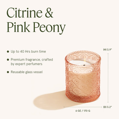 Maelyn - Citrine &amp; Pink Peony 6oz Candle