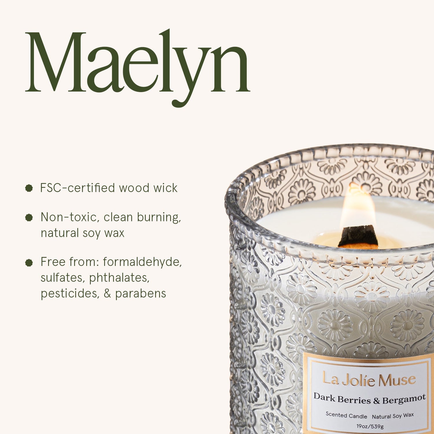 Maelyn - Dark Berries &amp; Bergamot 19oz Candle