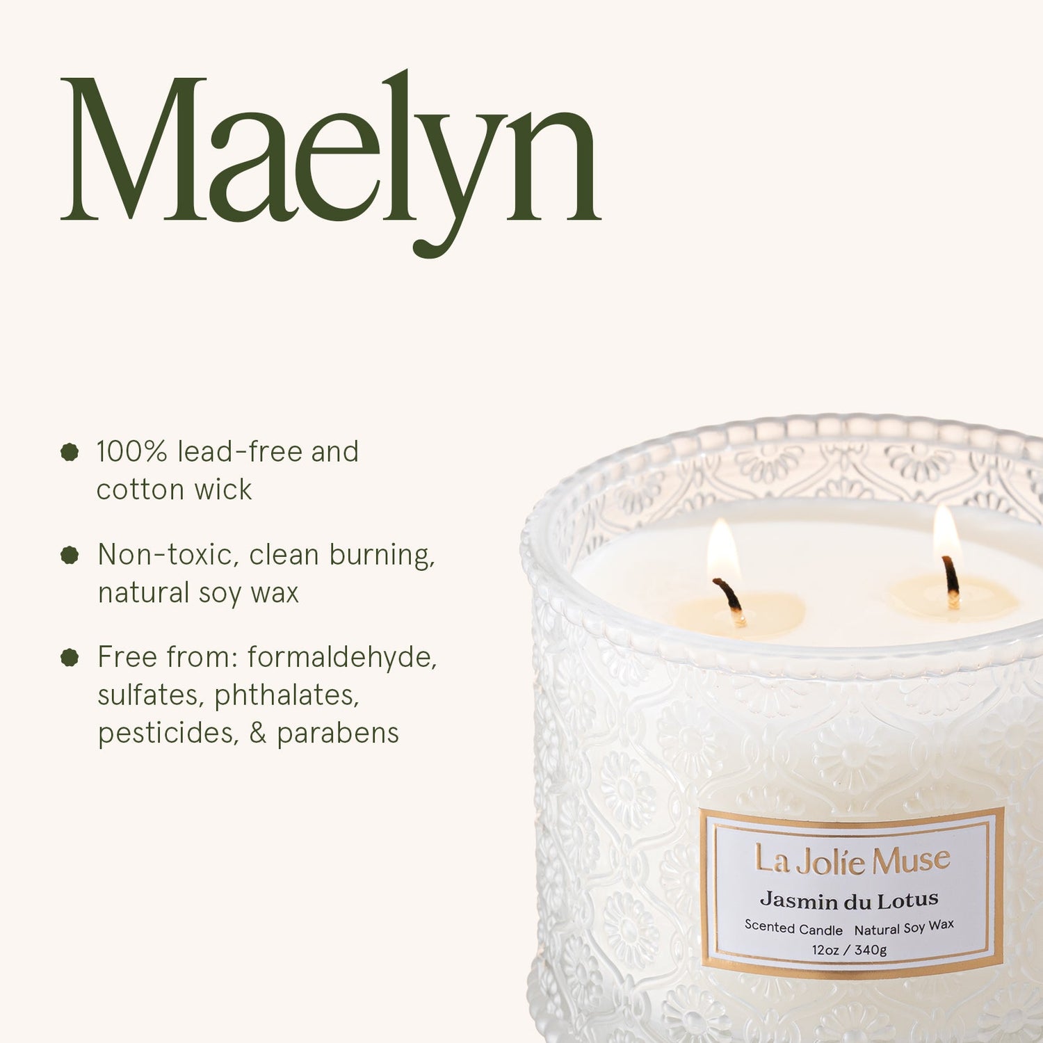 Maelyn -  Jasmin du Lotus 12oz Candle