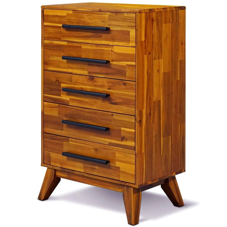 Acacia Linea Solid Wood Dresser in Caramel or Walnut