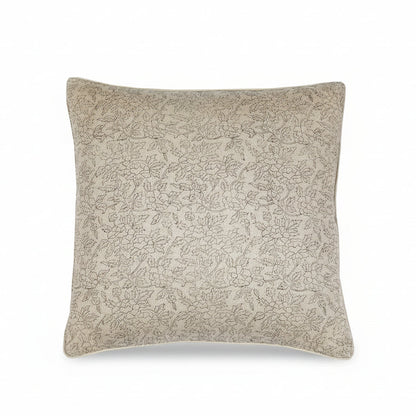 Marisa Floral Block Print Pillow Cover - Noir on Natural
