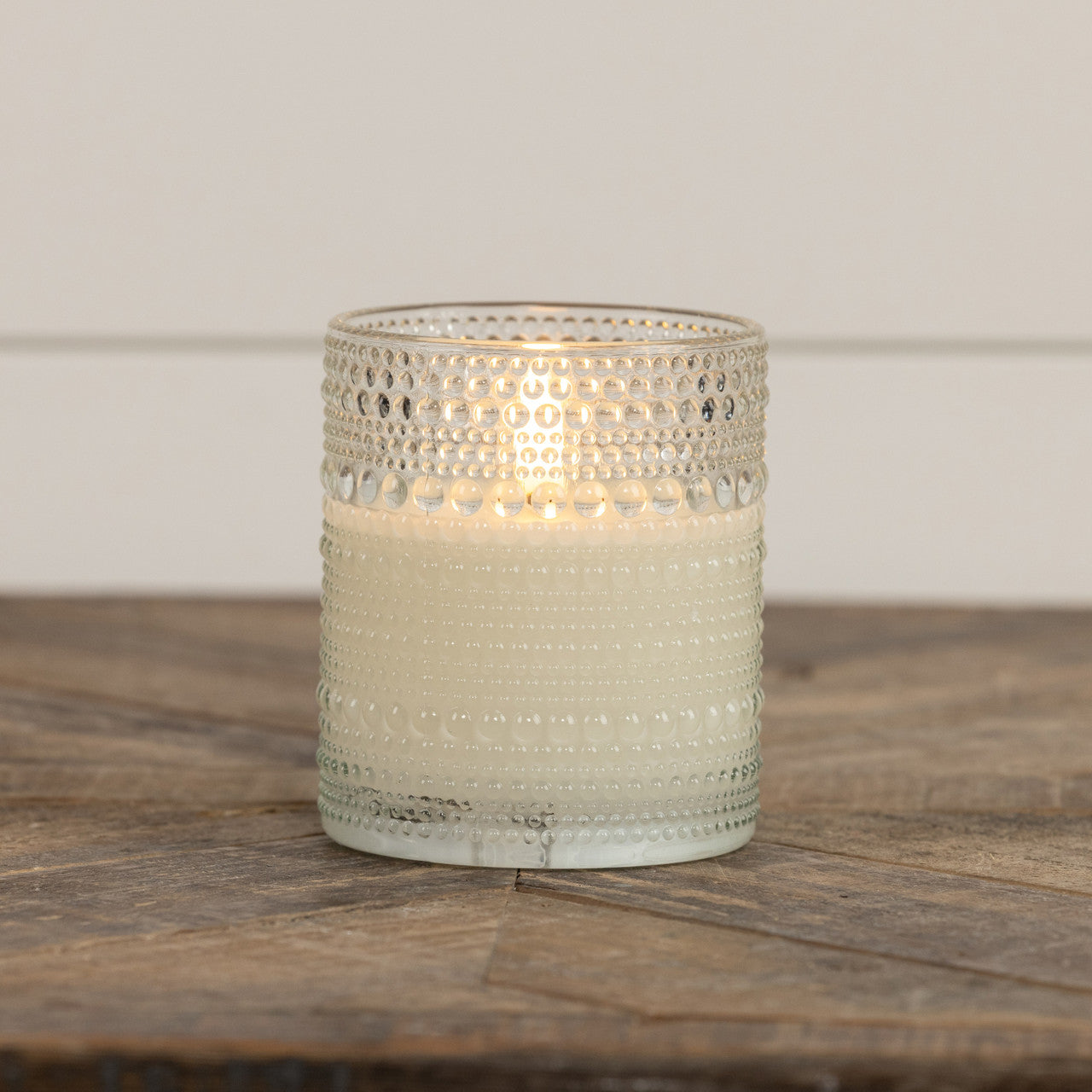 Clear Hobnail Glass 3D Flame LED Candles - 2 Sizes