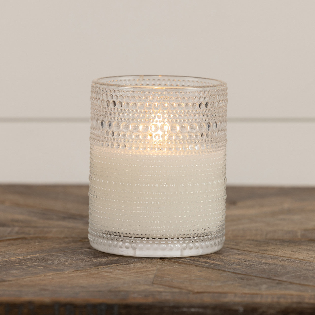Clear Hobnail Glass 3D Flame LED Candles - 2 Sizes