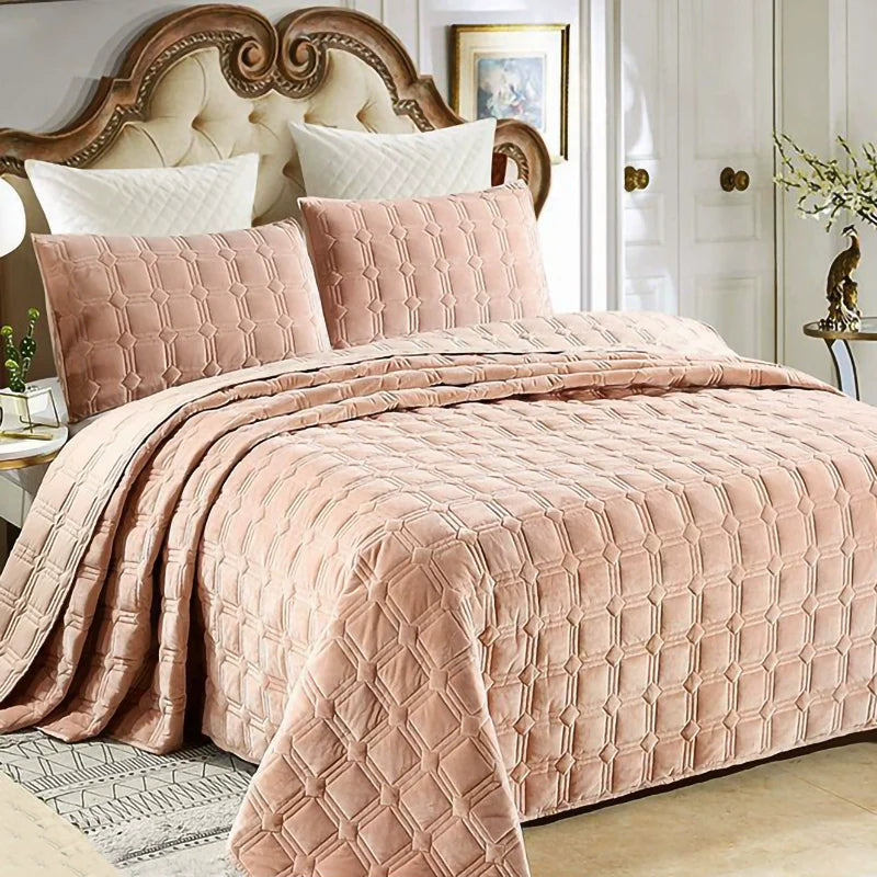 Quilted Plush European Velvet Bed Sets