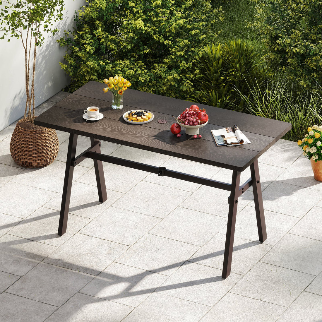 Outdoor Dining Table for 6 - Dark Brown