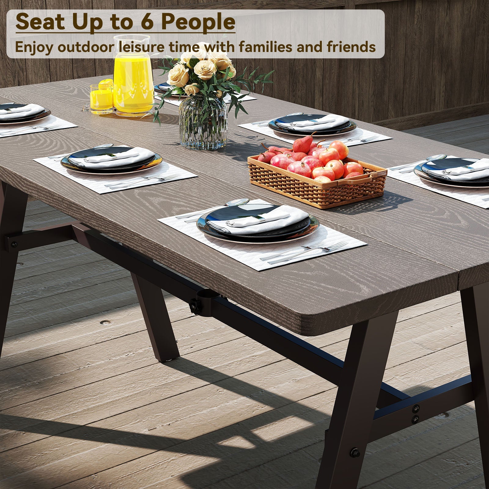 Outdoor Dining Table for 6 - Dark Brown