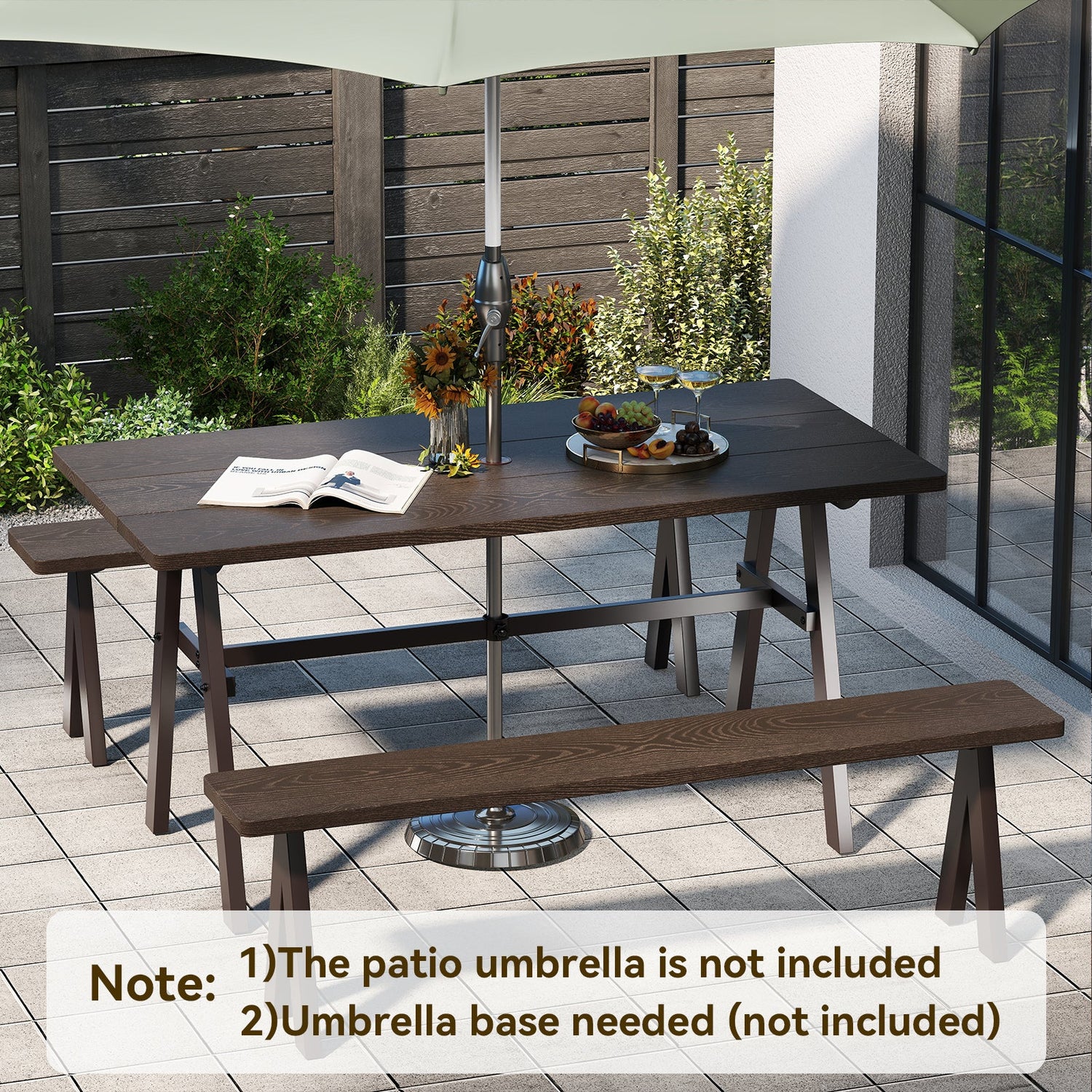 Outdoor Dining Table for 6 - Dark Brown