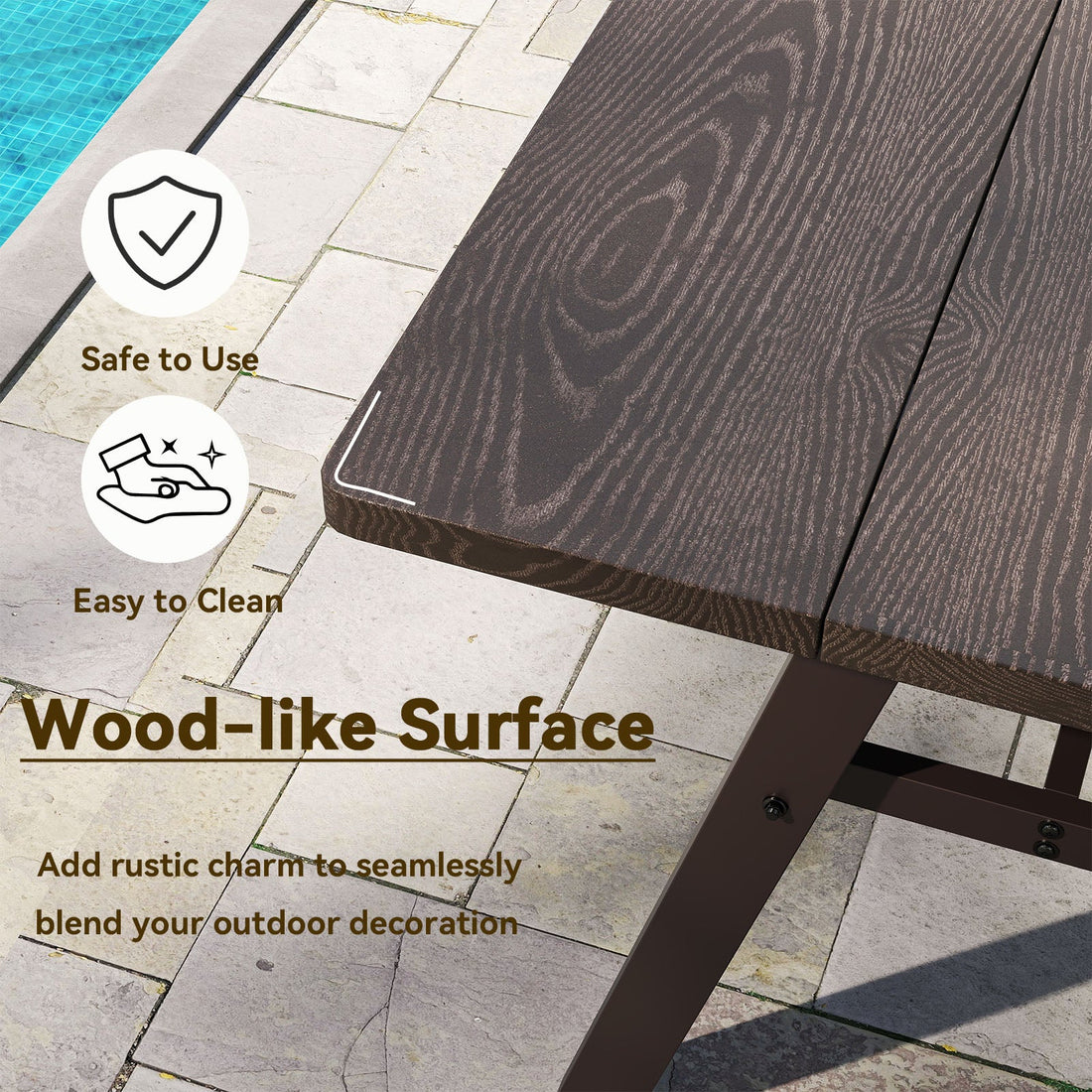 Outdoor Dining Table for 6 - Dark Brown