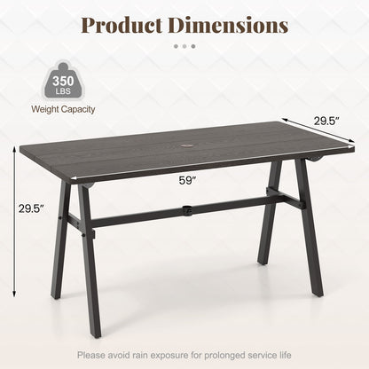 Outdoor Dining Table for 6 - Dark Brown