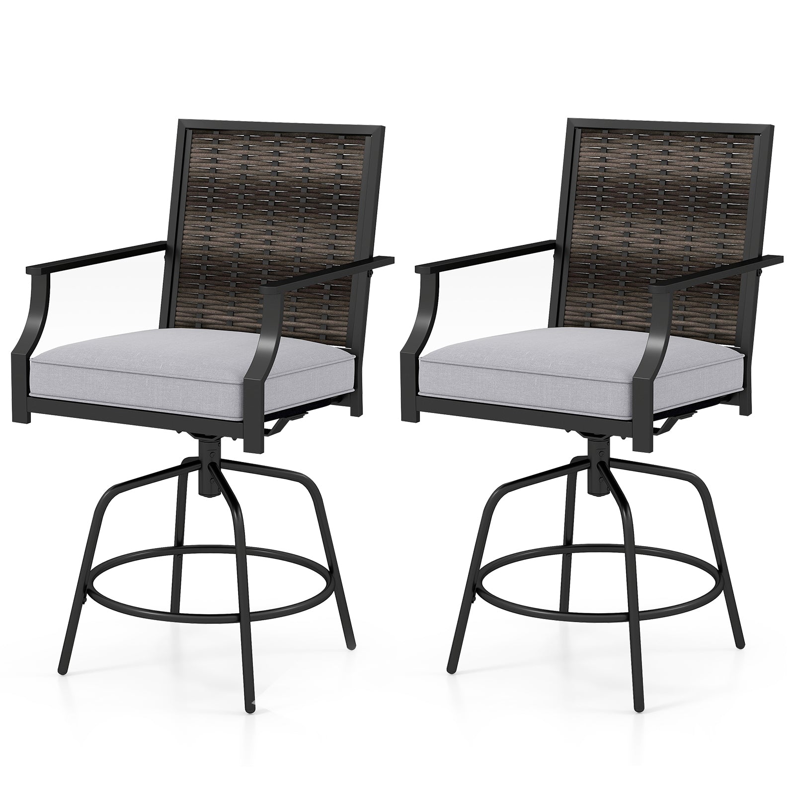 Set of 2 Outdoor Counter Height Swivel Bar Stools
