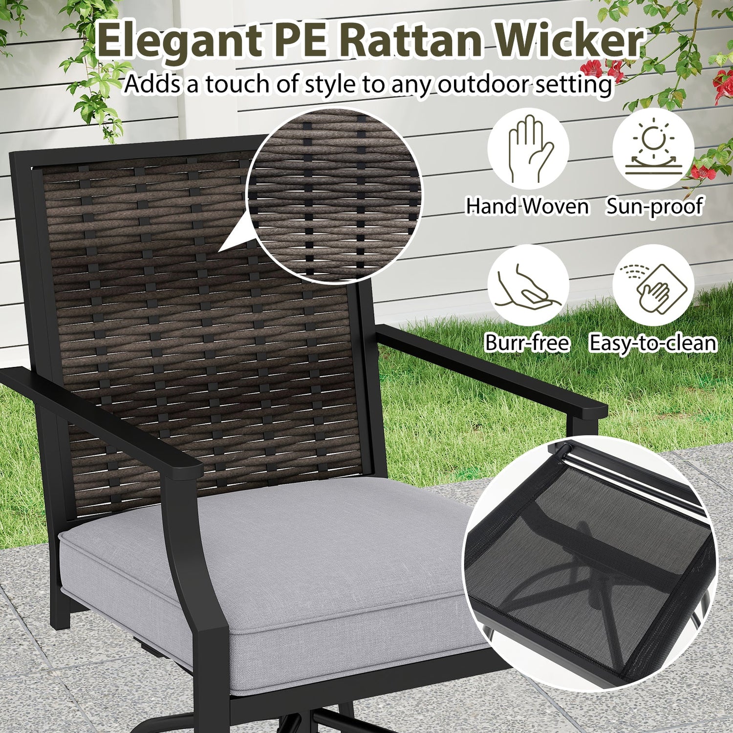 Set of 2 Outdoor Counter Height Swivel Bar Stools