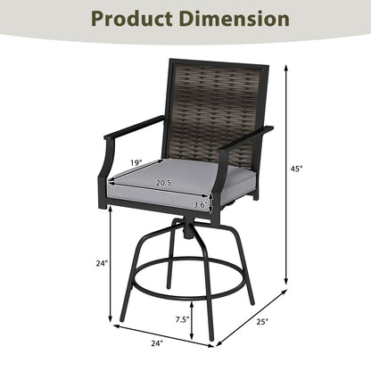 Set of 2 Outdoor Counter Height Swivel Bar Stools
