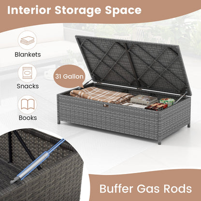 Outdoor Rattan Daybed Loveseat and 31 Gallon Storage Ottoman