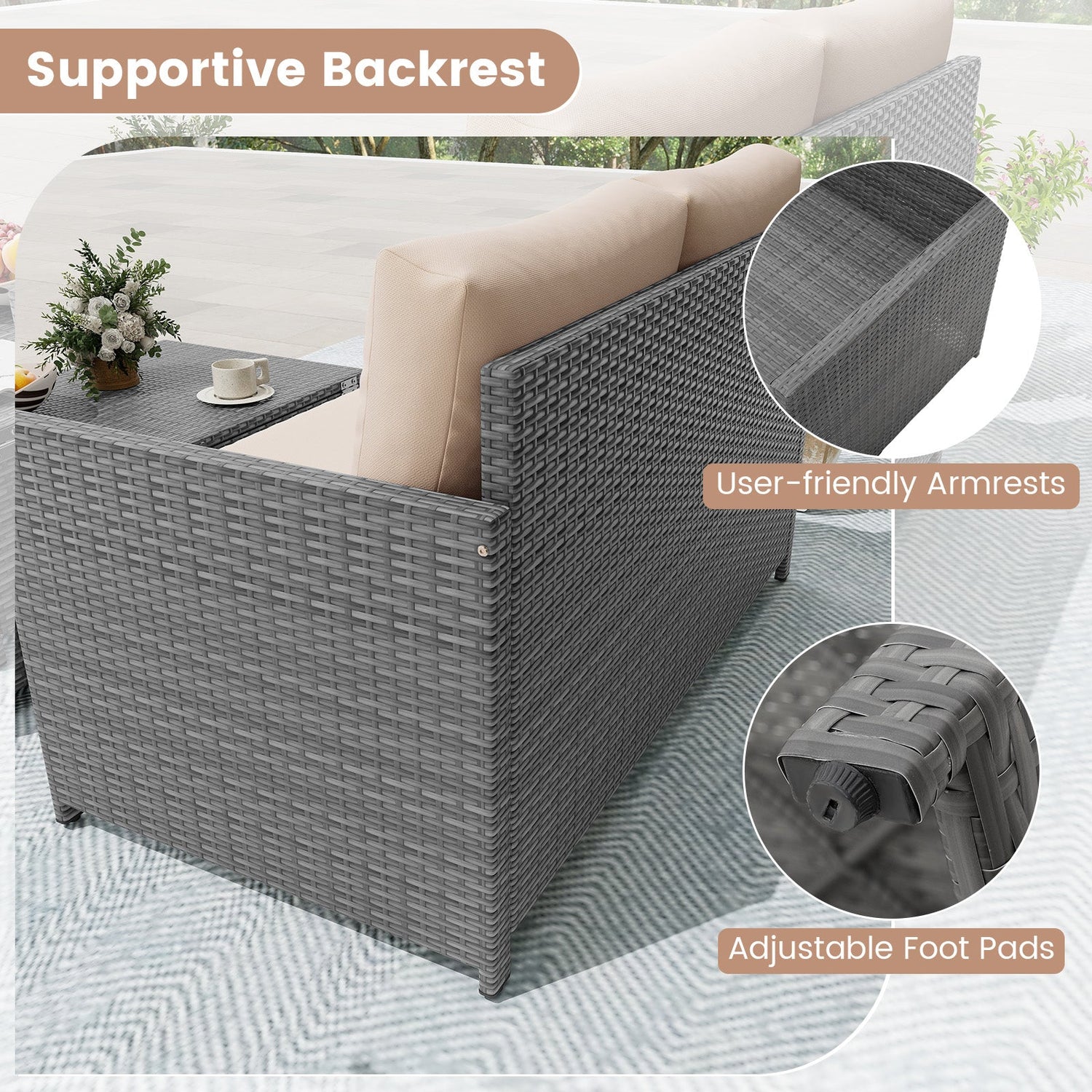 Outdoor Rattan Daybed Loveseat and 31 Gallon Storage Ottoman