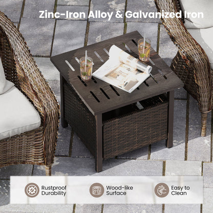 All-Weather PE Wicker Patio Table with Umbrella Hole