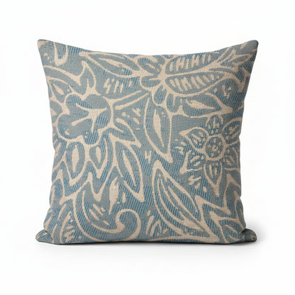 Serene Oasis Blue Floral Luxury Outdoor/Indoor Throw Pillow