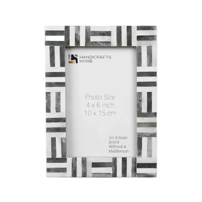 Brick Pattern Bone Inlay Picture Frames - Black/White