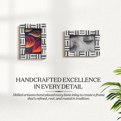 Brick Pattern Bone Inlay Picture Frames - Black/White