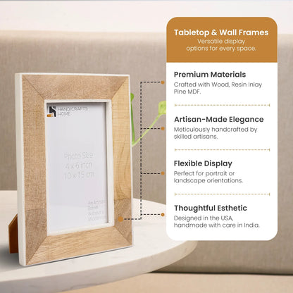 Handmade Wood/Bone Inlay Picture Frame