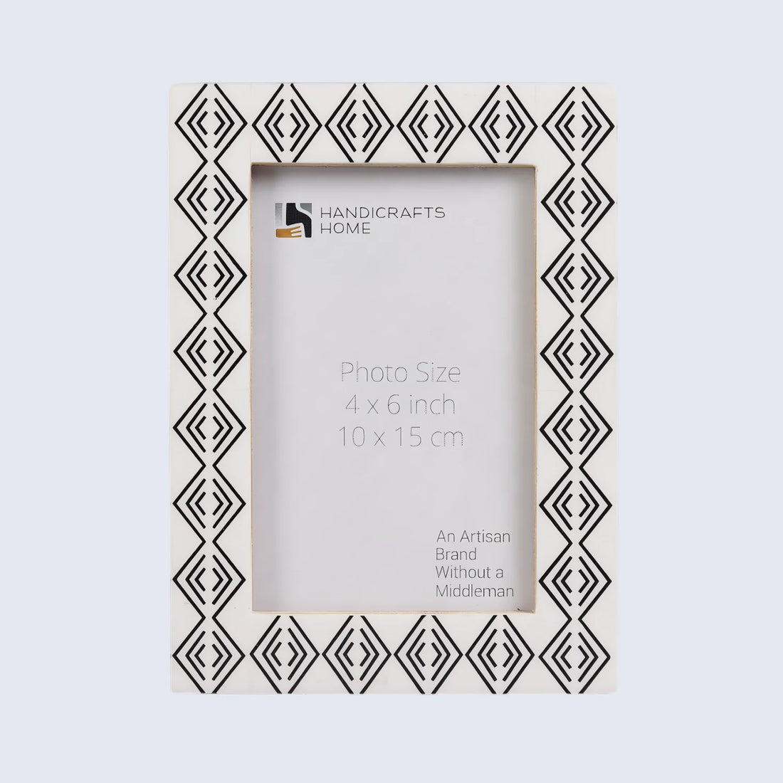 Handmade Tribal Pattern Picture Frame- White