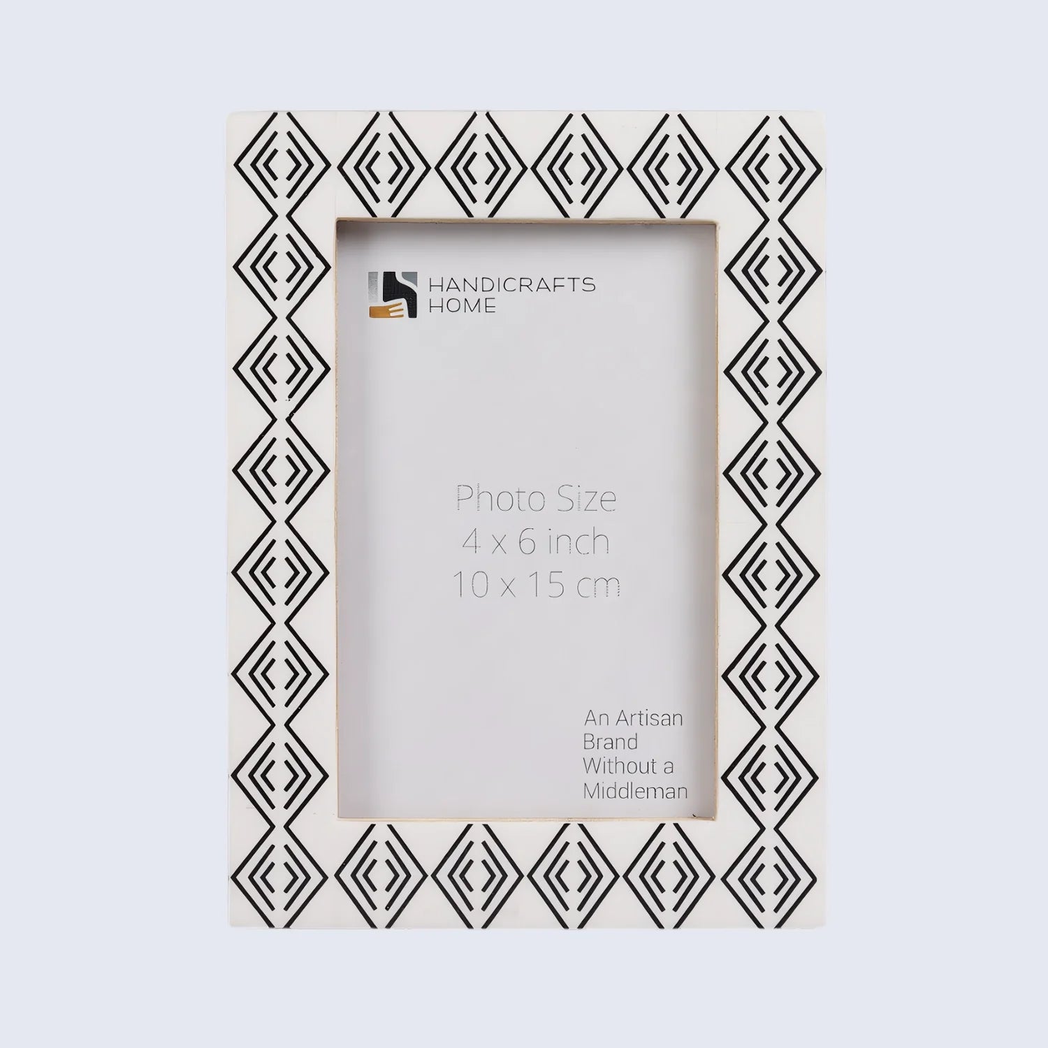 Handmade Tribal Pattern Picture Frame- White