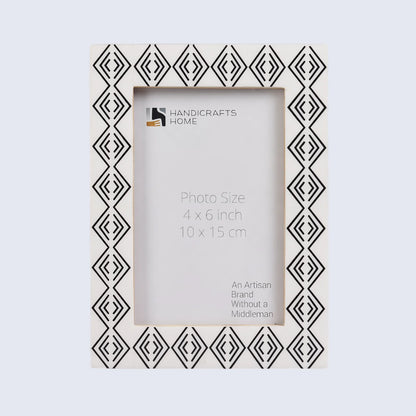 Handmade Tribal Pattern Picture Frame- White
