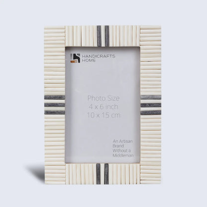 Handmade Bone Inlay Gray and White Frame