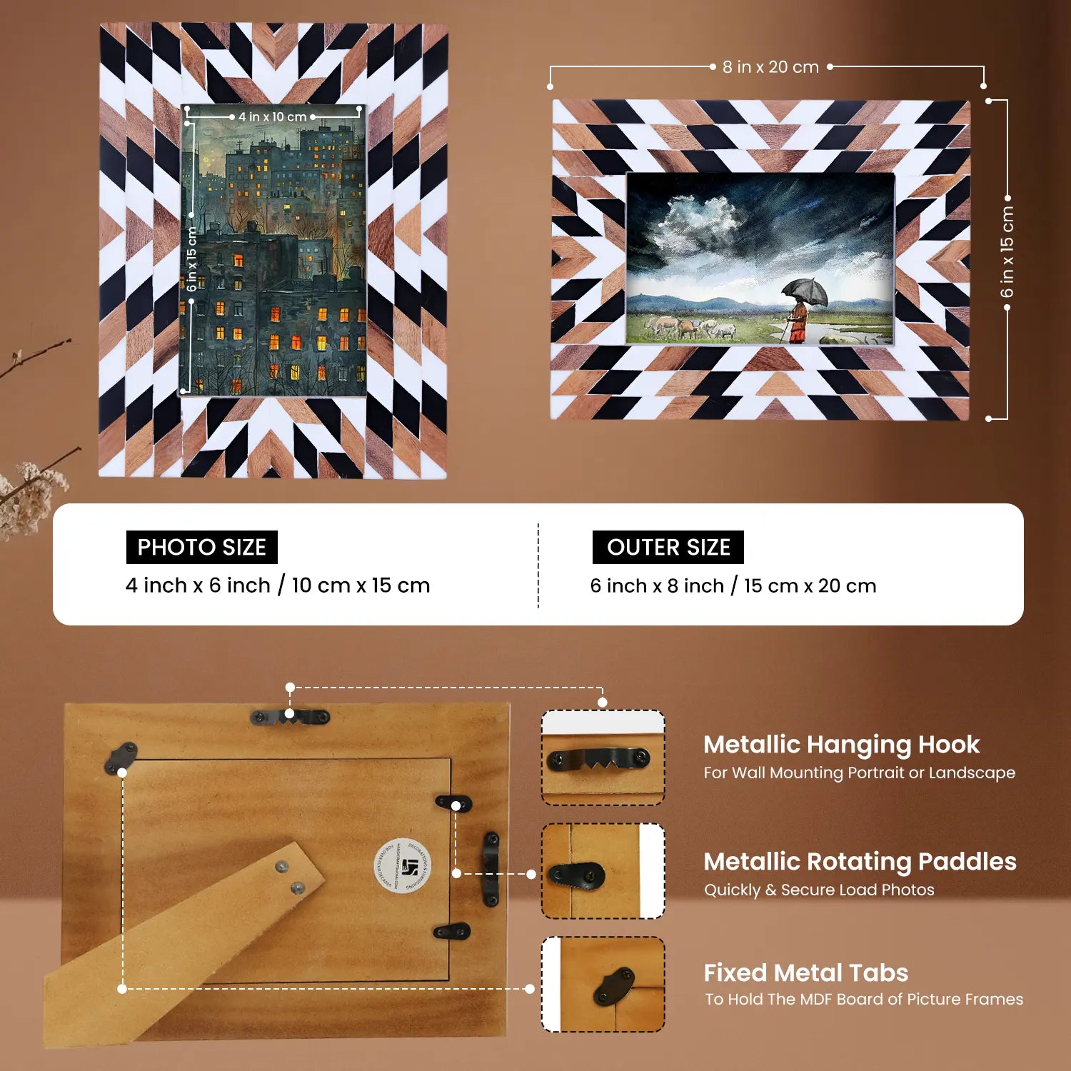 Handmade Herringbone Picture Frame