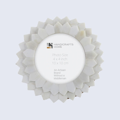 Scalloped Round Bone Inlay Handmade Frame