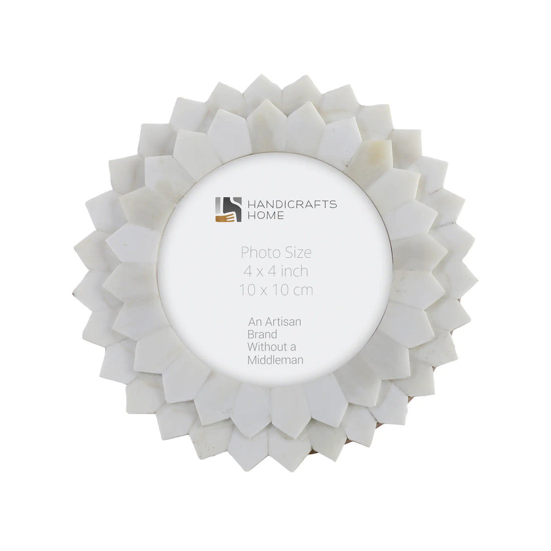 Scalloped Round Bone Inlay Handmade Frame