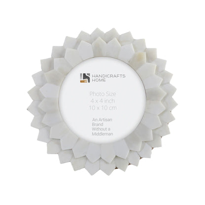 Scalloped Round Bone Inlay Handmade Frame