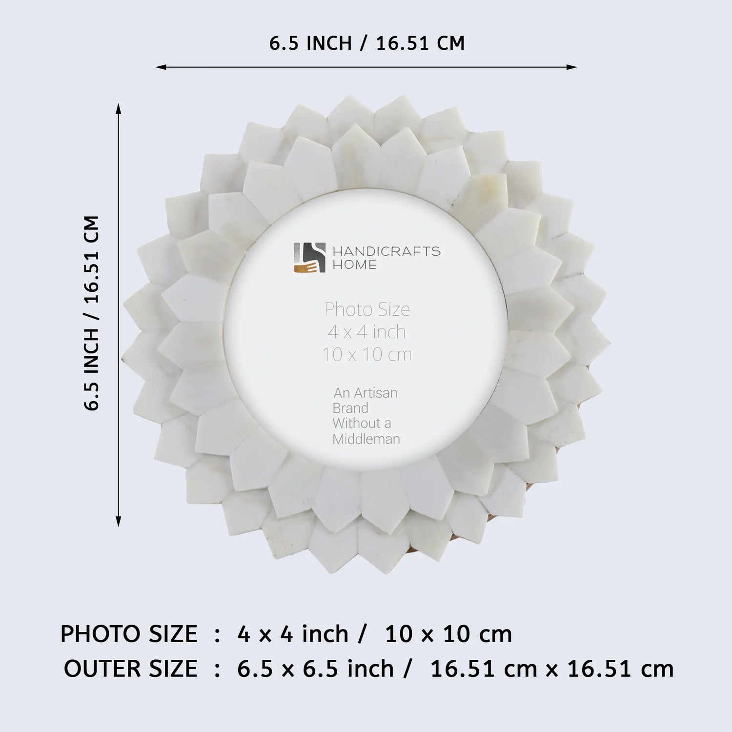 Scalloped Round Bone Inlay Handmade Frame