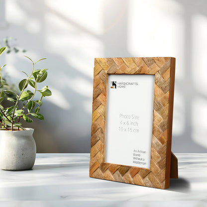Wood Inlay Cinnamon Plaits Handcrafted Picture Frame