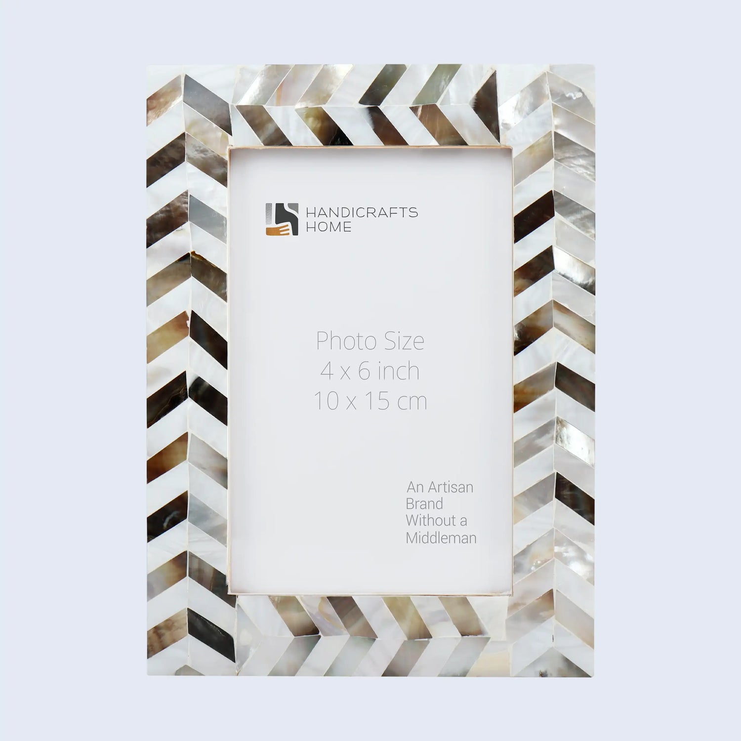 Handmade Mother of Pearl Inlay Picture Frame in Chevron Pattern