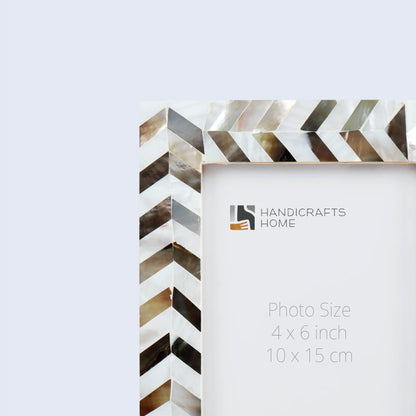 Handmade Mother of Pearl Inlay Picture Frame in Chevron Pattern