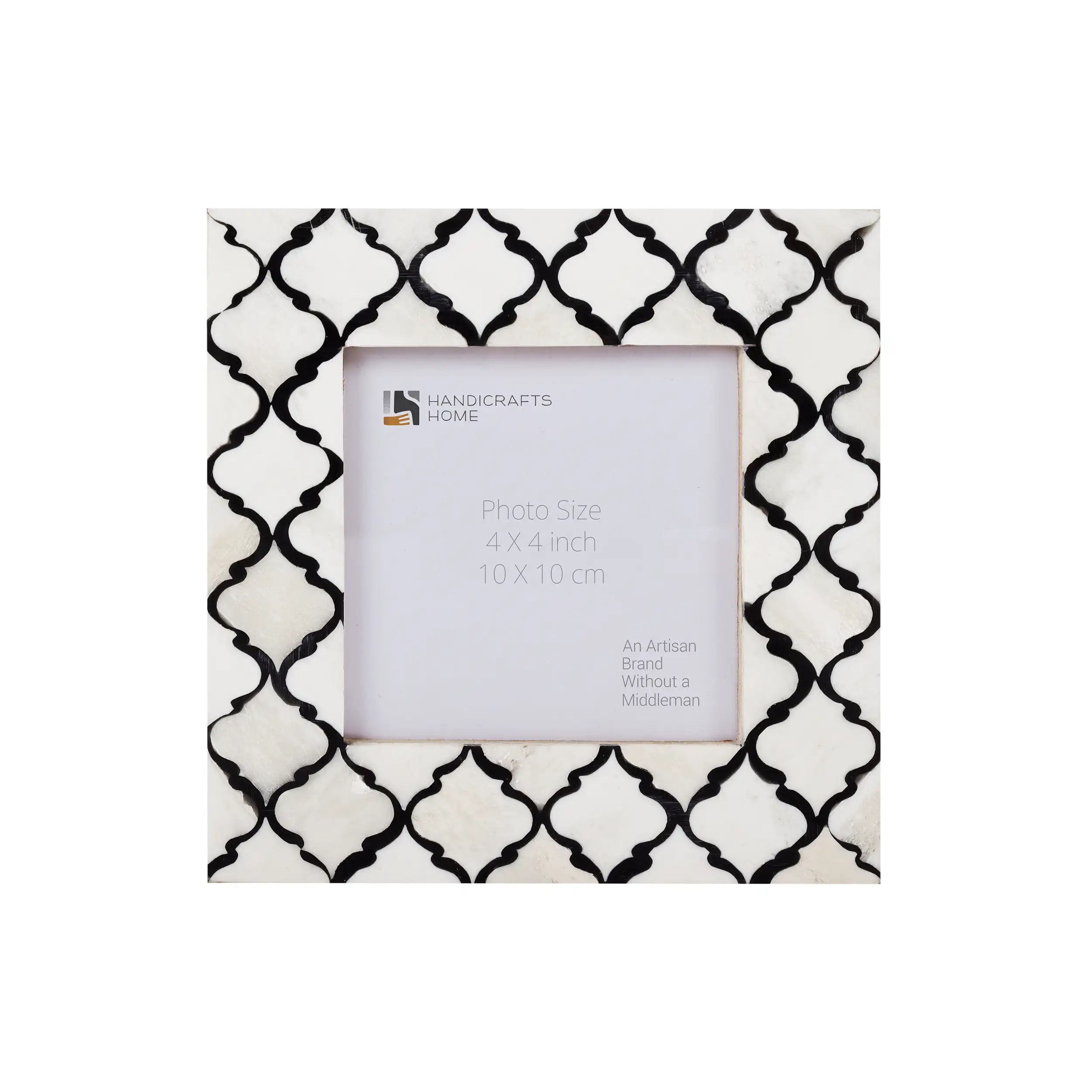 Handmade Moroccan Pattern Bone Inlay Picture Frames - Black/White